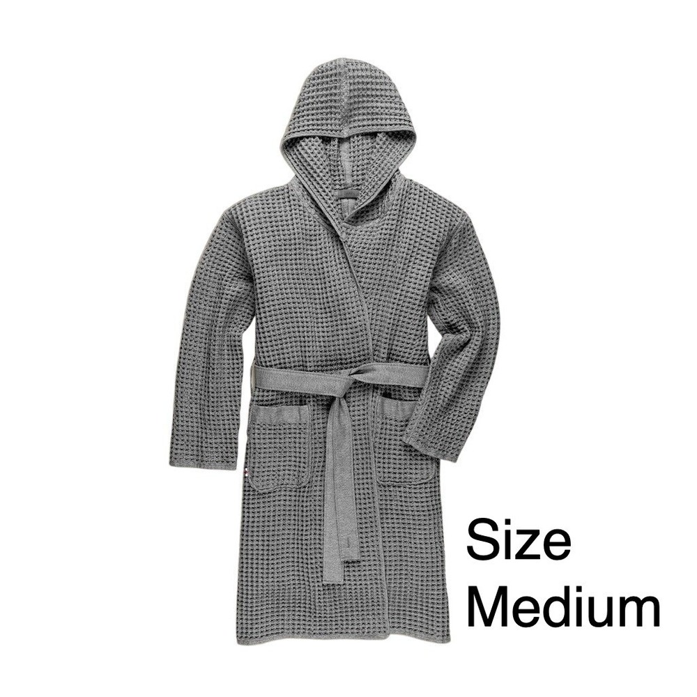 Onsen Supima‎ Waffle Bath Robe Cinder Grey Size Medium New
